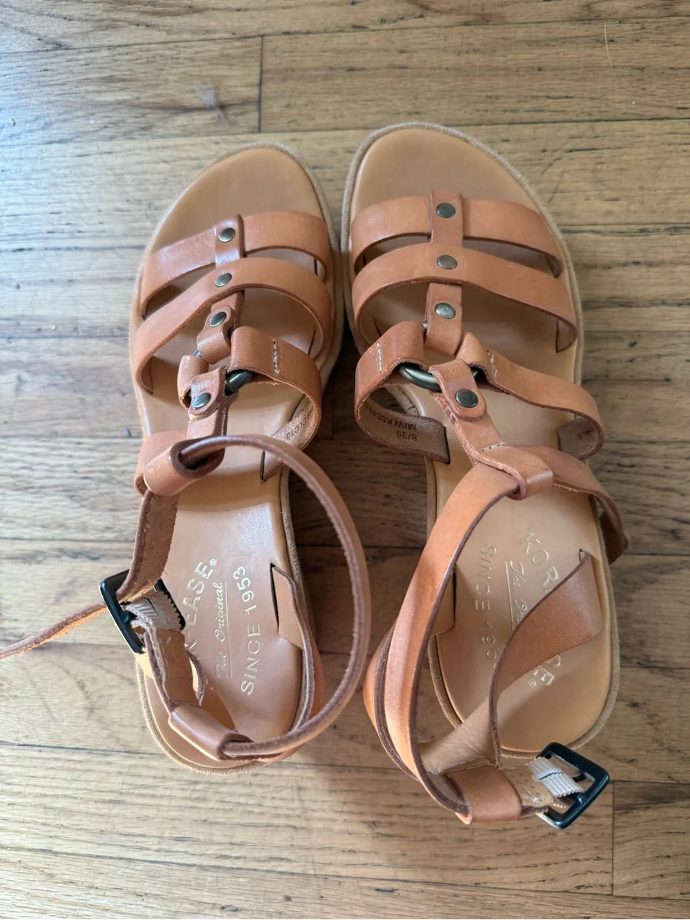 Kork-Ease Women's Tan Leather Wedge Sandals